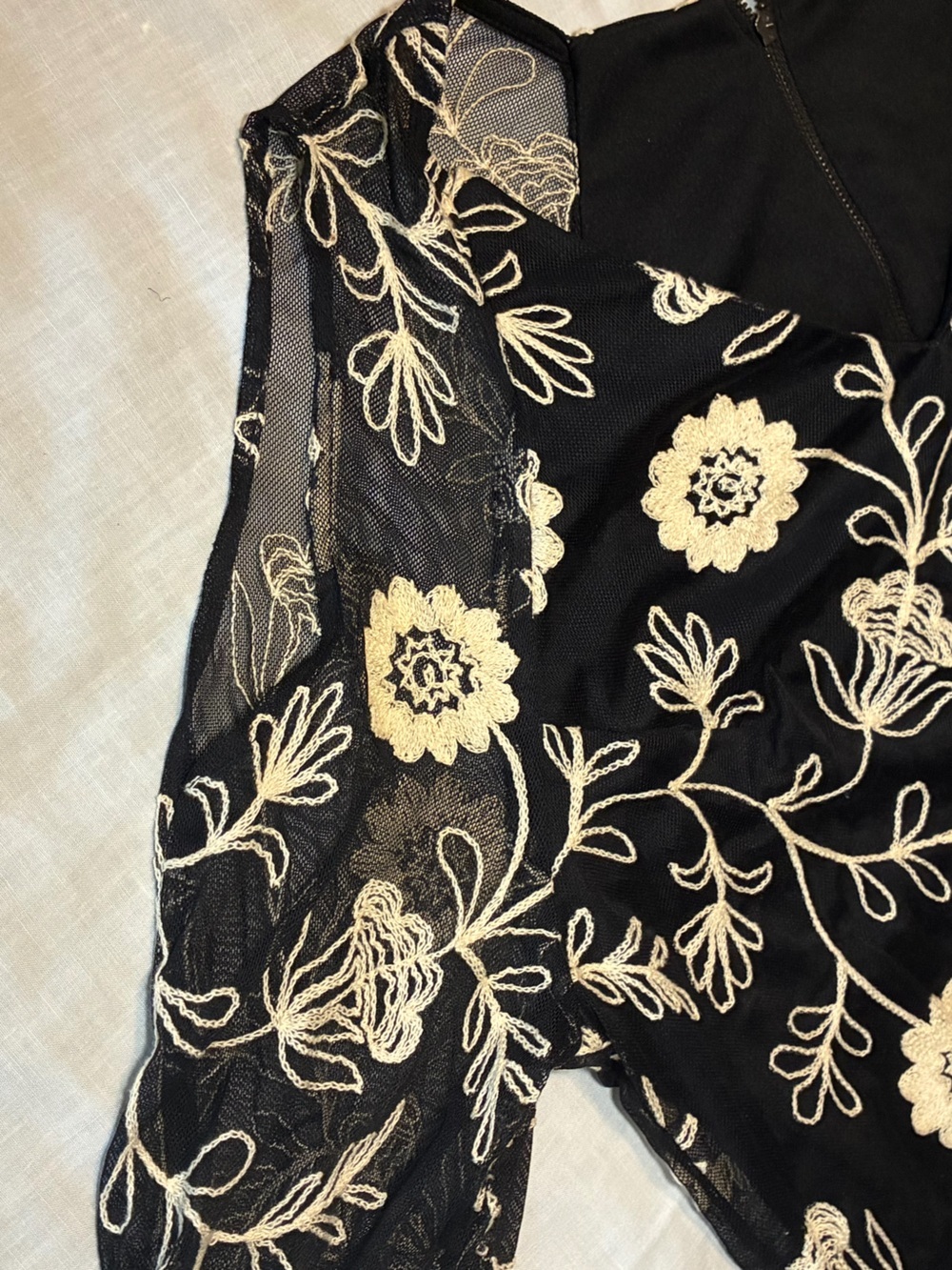 Danny and Nicole Wm’s Embroidered Mesh Cold Shoulder Dress – Black – Sz 16 – NWT - Picture 8 of 14